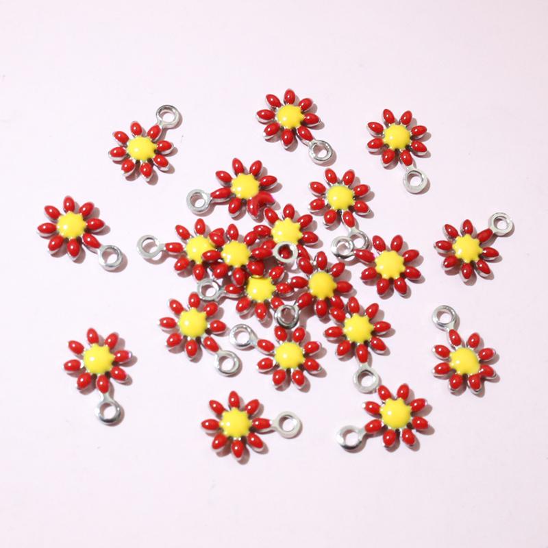 20pcs 10x7mm Stainless Steel Enamel Small Flower Charms Pendant DIY Jewelry Making Accessories Findings for Necklace Earrings