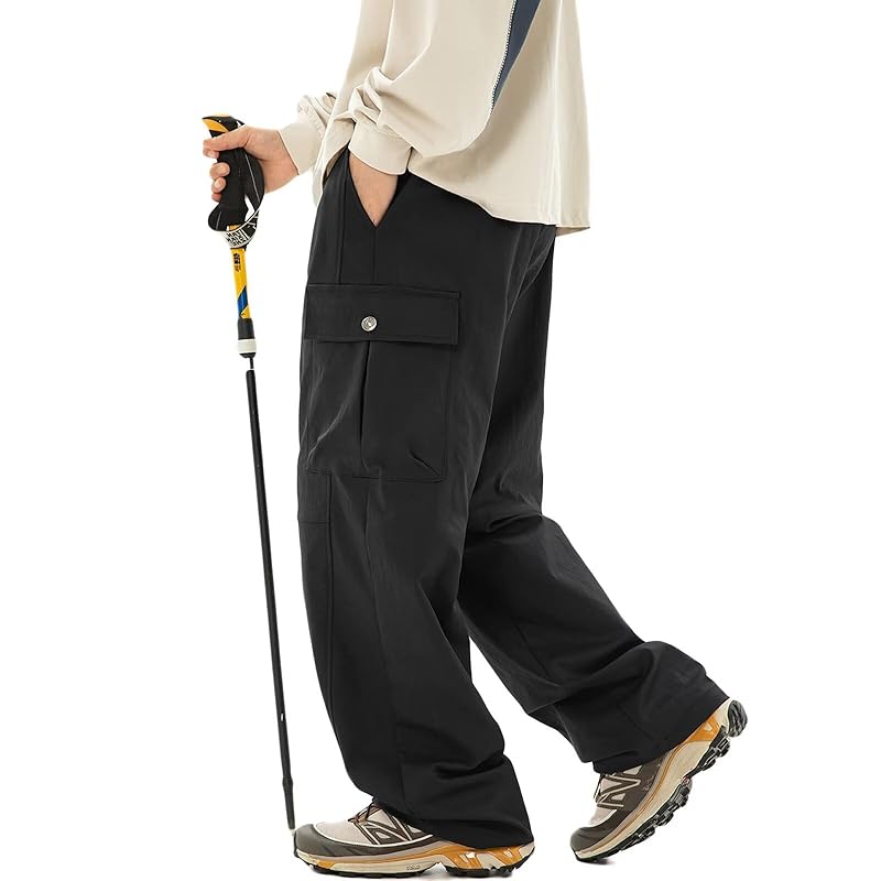 

[WUXZHI] cargo pants men s wide pants outdoor pants work pants Relaxing track pants casual work clothes baggy pants straight quick drying American