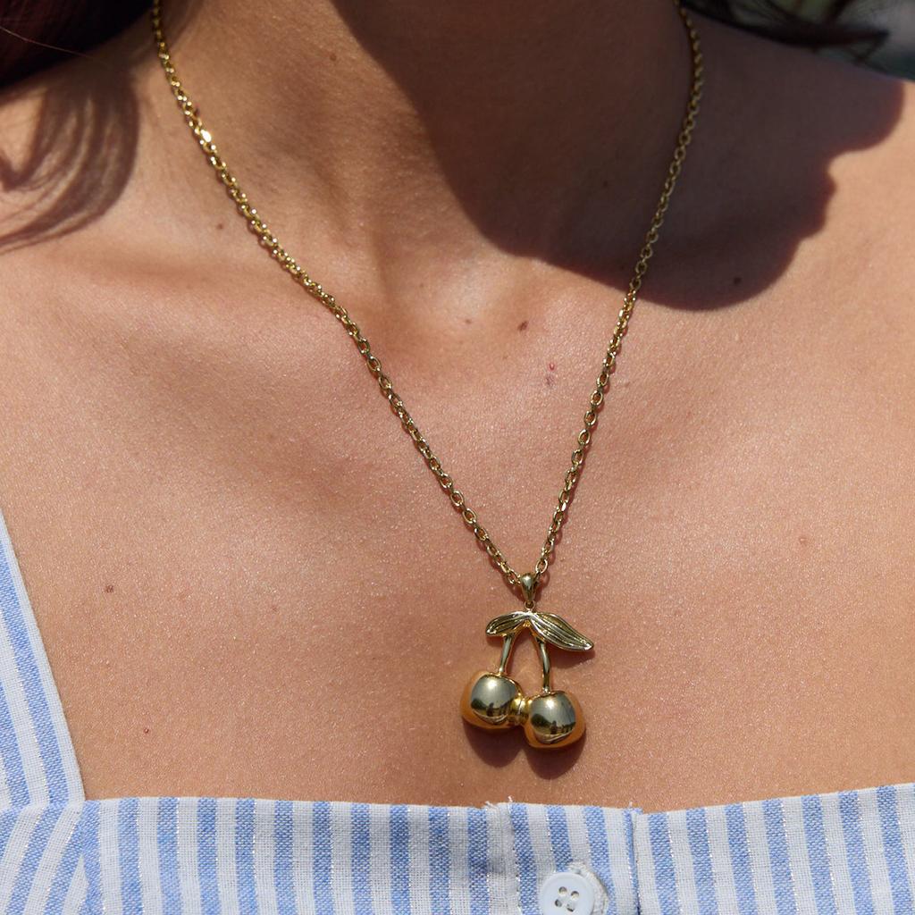 Cherry Titanium Steel Necklace Accessories Women's Light Luxury High-end Clavicle Chain Rust Steel Jewelry