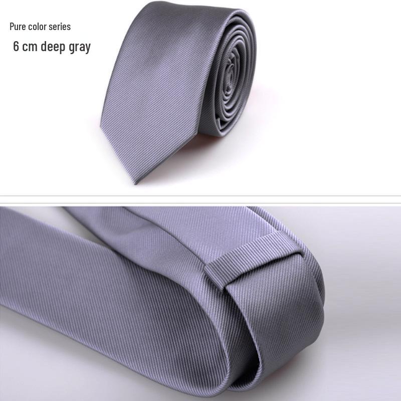 Czarny krawat męski formalny 6 cm w stylu koreańskim - Modny casualowy jednolity kolor poliester jedwab świąteczny biały krawat