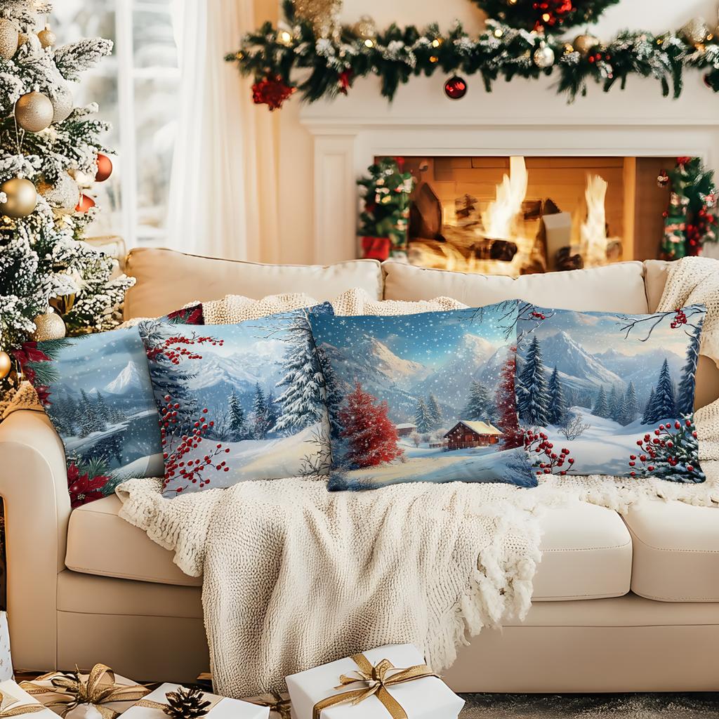 Winter Snow Scenery Pillowcase Printed Polyester 40/45/50Cm Throw Pillowcover Decorative Sofa Cushion Pillowslip Home Decor