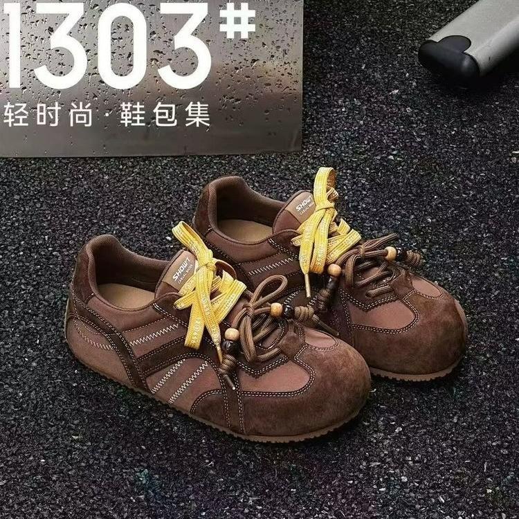 Soft leather soft-soled little white shoes for women 2025 new lightweight German training shoes super fire heightening bread shoes ugly and cute Forr