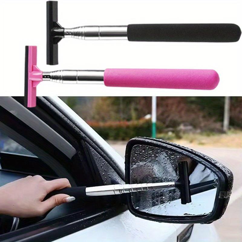 2Pcs Car Rearview Mirror Wiper Cleaning Tool Extendable To 98 Cm Auto Glass Cleaner Scraper Car Accessories Handle Telescopic Window Cleaning Brush