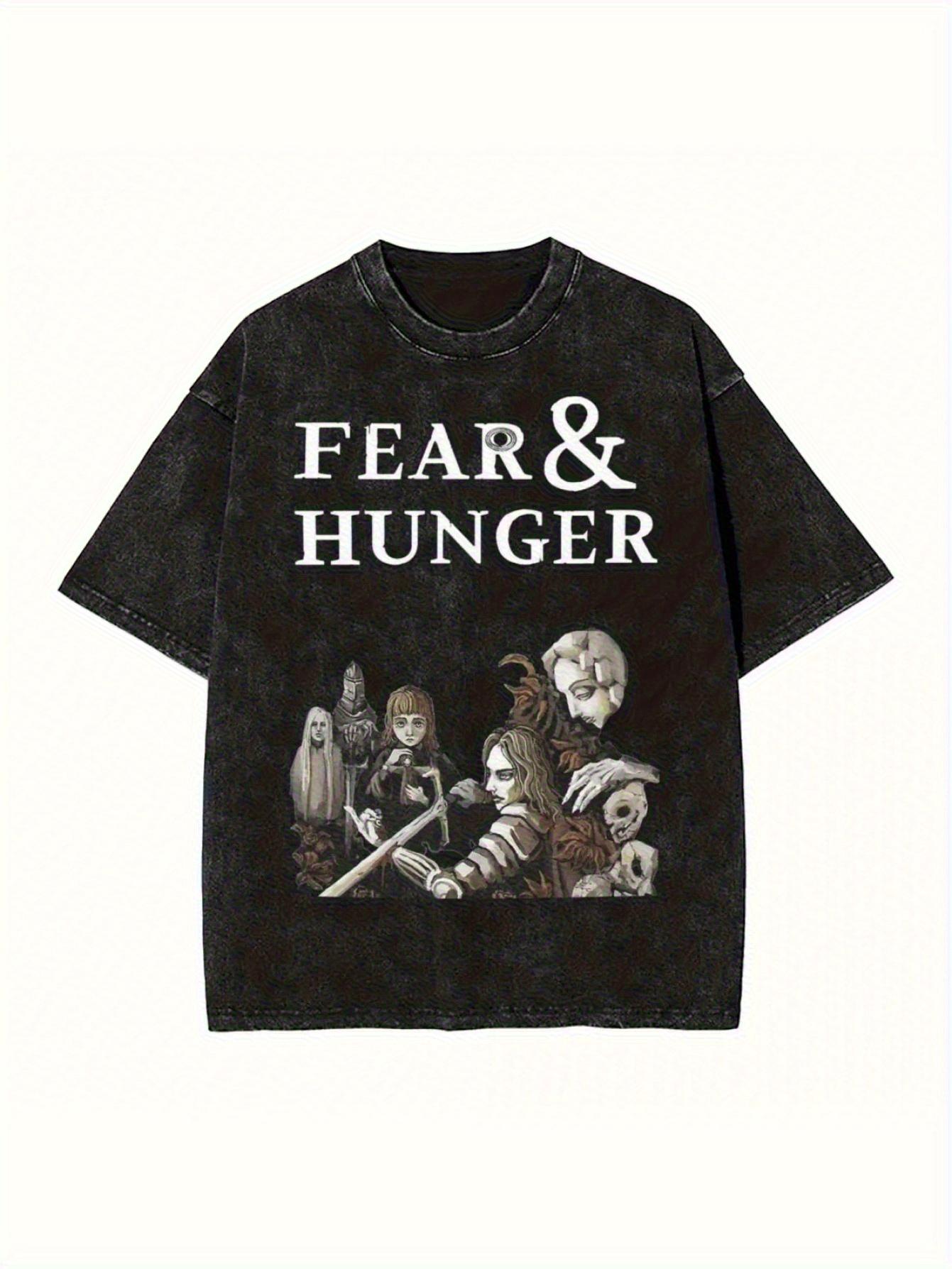 The fear and Hunger Impression Skull and Bone Vintage Cotton Shirt Washes Unisex and Women Allseason Casual Wear S