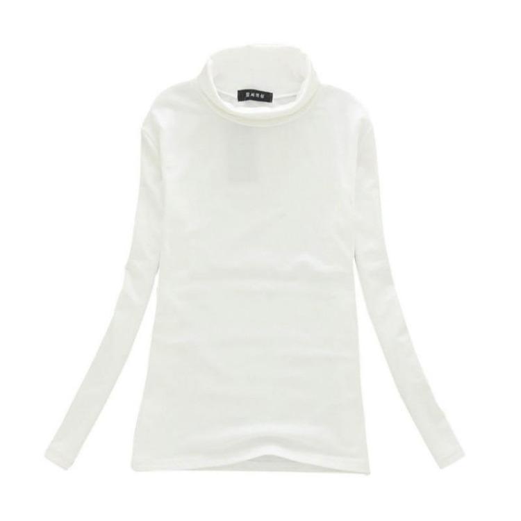 Women Stretch Cotton Turtleneck Long Sleeve Blouse Base Tops