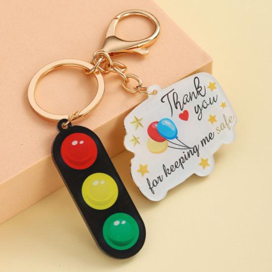 Keychain Pendant School Bus Acrylic Traffic Light Keyring Bag Charm Backpack Handbag Car Keys Wallet