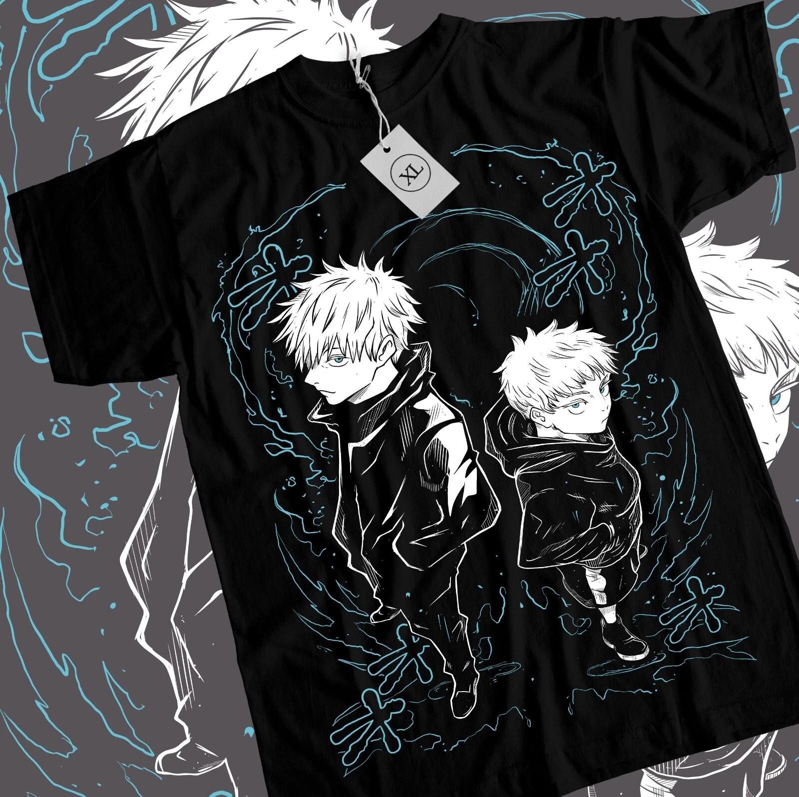 Футболка Gojo Satoru Megumi Jujutsu Kaisen Yuji Sukuna, черная рубашка в стиле аниме, все размеры 2XL