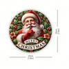 Iron Wall Art Santa Claus Round Metal Sign 8 Inch Christmas Holiday Home Decor
