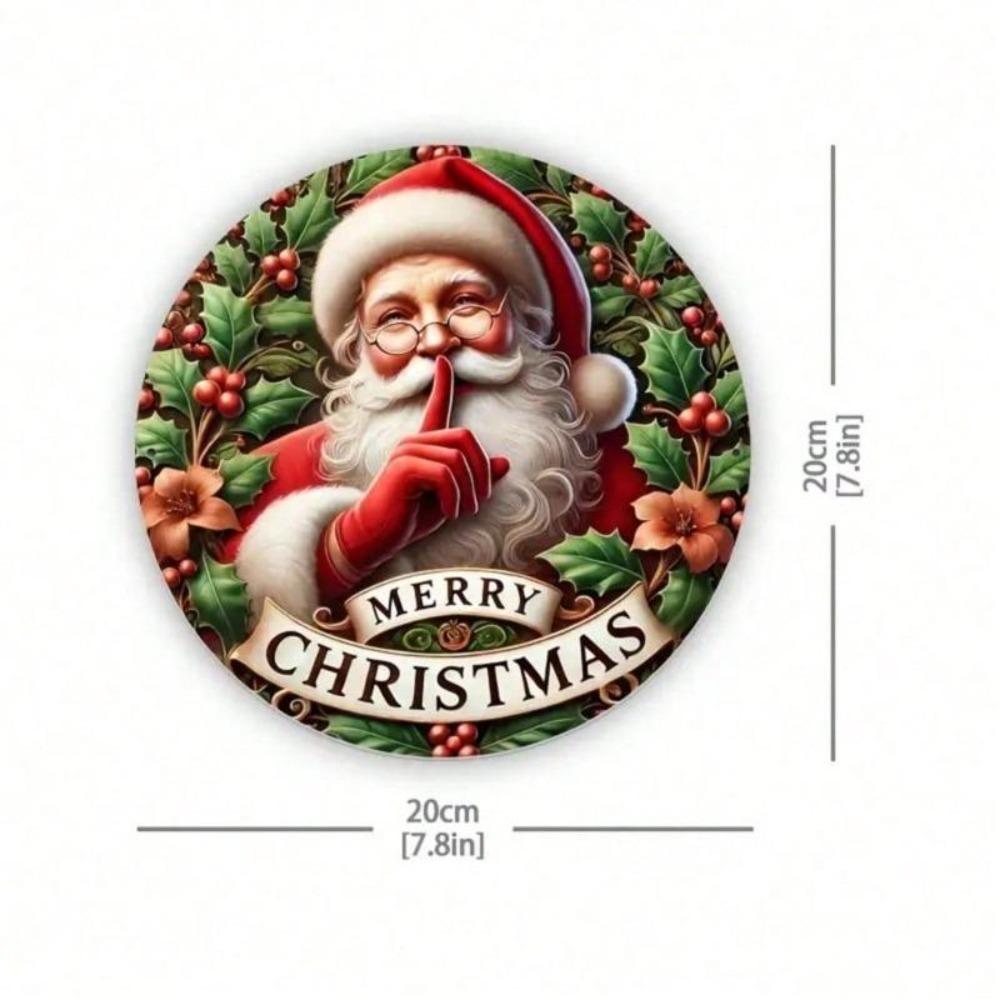 Iron Wall Art Santa Claus Round Metal Sign 8 Inch Christmas Holiday Home Decor