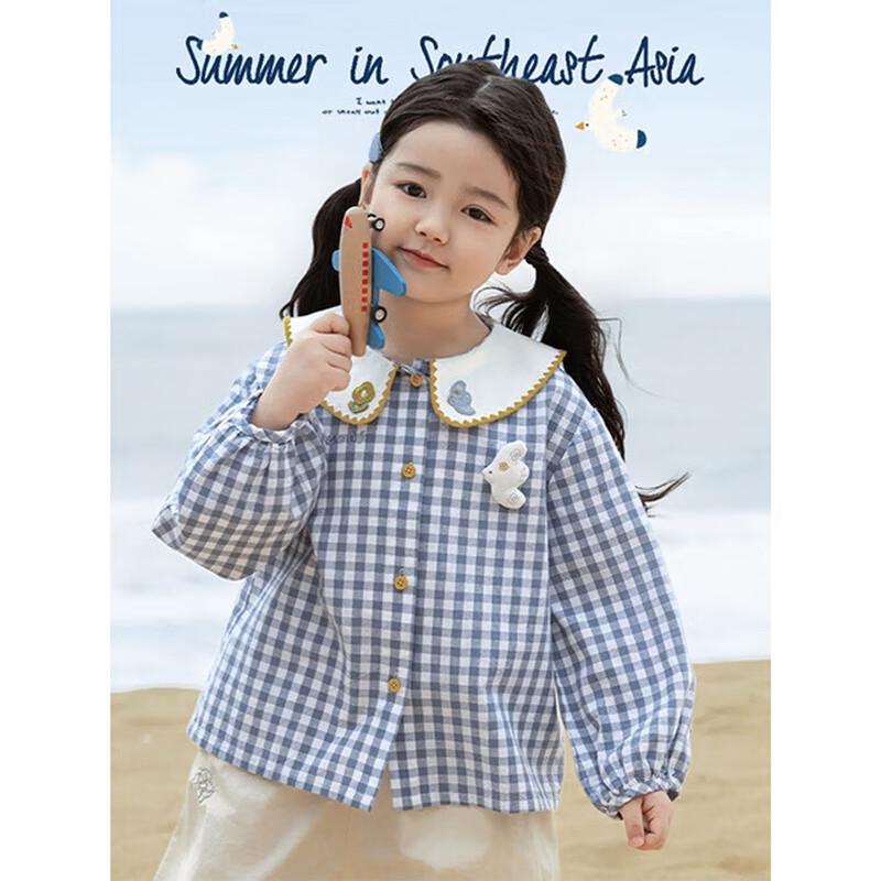YouYou Girls' Cartoon Embroidery Doll Collar Shirt