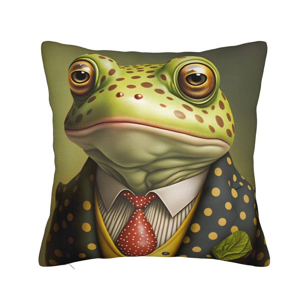 Pillow Case Gentleman Frog Comfy Pillow Cover For Sofa Home Decor Retro Trendy Pillowcases