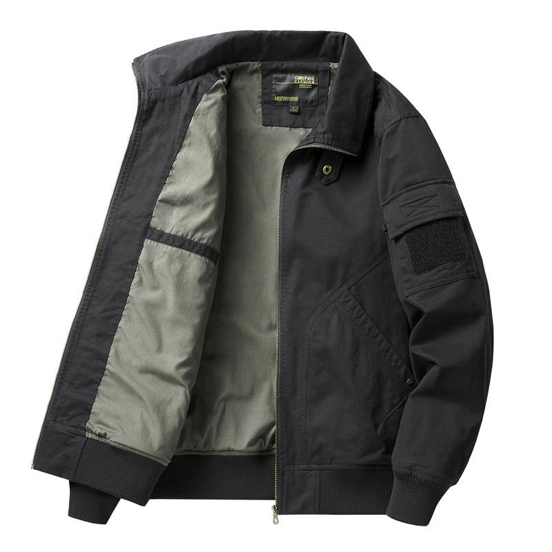 

2024 Men s Japanese Style High Collar Cotton Workwear Jacket, Casual Loose Fit for Spring/Autumn 2XL чорний