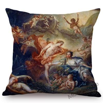 French Royal Painting Francois Boucher Ancient Greek Myth Venus Cupid Angels Floral Retro Decor Throw Pillow Case Cushion Cover