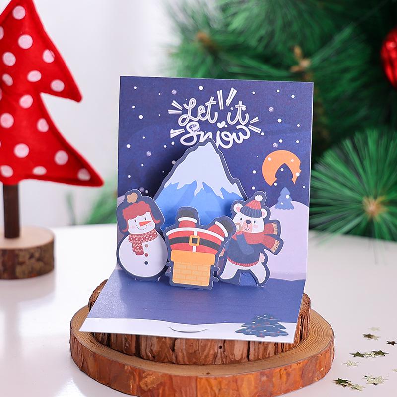 3D Christmas Pop-Up Greeting Card for Thanksgiving Holiday Blessings, DIY Christmas Eve, Handwritten Blank Card for Teacher Gift