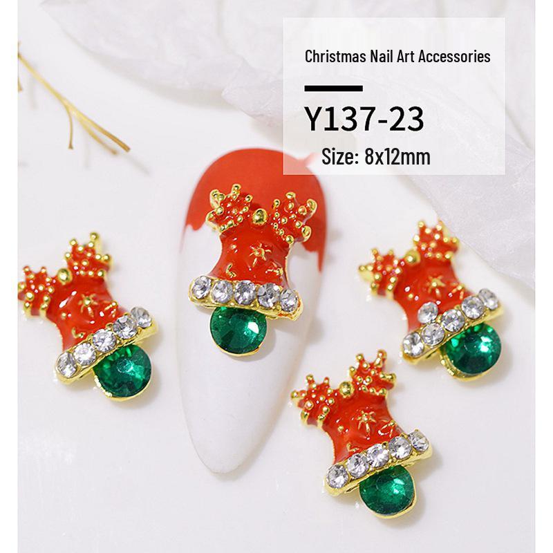 Christmas Alloy Nail Art Decor: Cartoon Santa, Bells, Reindeer, Snowflakes & Rhinestone Accessories