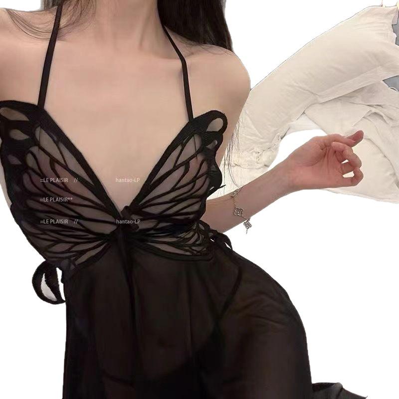 Pure Desire Plus Size Lace Camisole Nightgown Set - Sexy Butterfly Temptation Lingerie