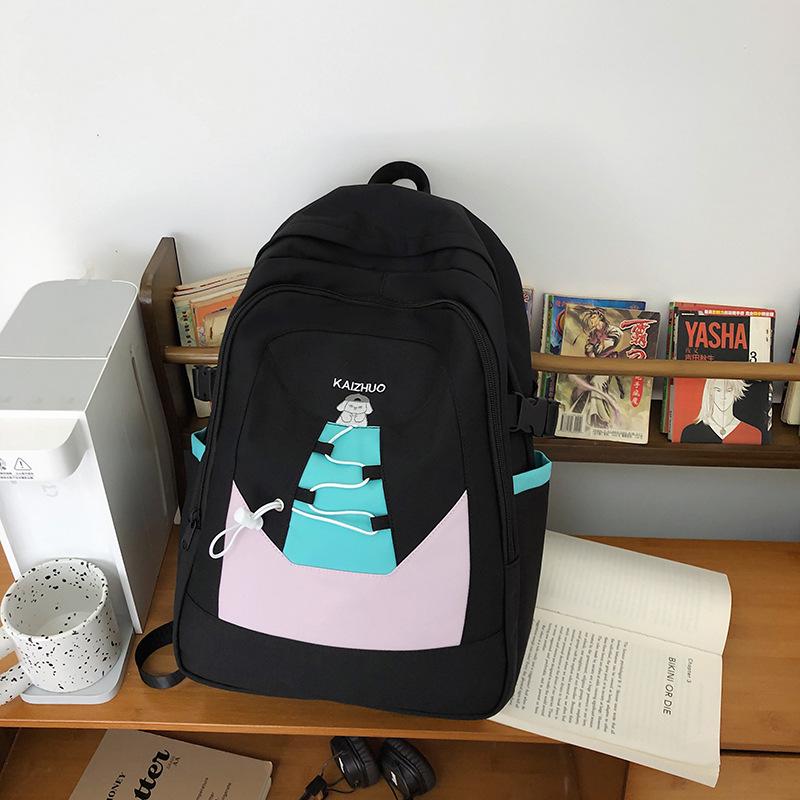 

Новый американский нишевый школьный рюкзак женский, высокоценный контрастный рюкзак, для учеников средней школы, старшеклассников, рюкзак большой вместимости женский чёрный