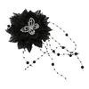 Peony Feather Tassel Hair Claw Women Girls High Cap Bone Design Hairpin Sturdy Shark Clip Hair Accessory