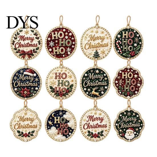Office Festive Accessories 12PCS Christmas Tree 2D Flat Pendant, Pearl Acrylic Art Kits, Bright Gift for Holiday Season Color Classic Patterns
