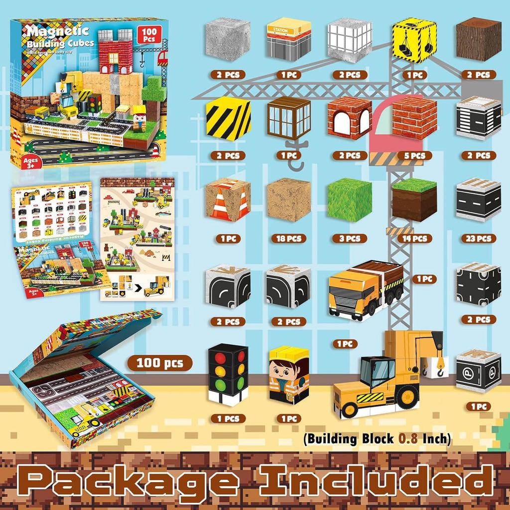 Cross MC Minecraft Magnetic Cube Puzzle: Educational Magnetic Blocks for Kids