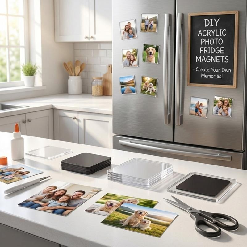 Hohe Transparenz Acryl-Magnete Bastelset Enthält magnetische Trägerplatten für einfache DIY Kühlschrank-Aufkleber Projekte