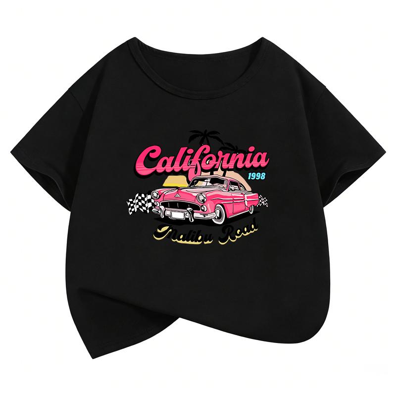 Vintage Car TShirt Printed T Shirt Girls Summer Funny Short Sleeve Tops TShirts Cute Boys Kids Clothing