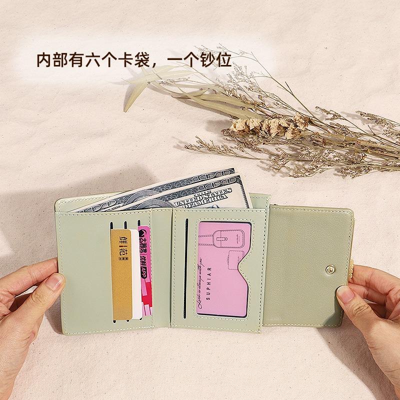 Short wallet, female new model, Ms. Xia folding change bag, student card bag, contrasting color and waterproof function