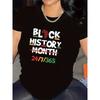 Black History Month Print T-Shirt Black White Casual Daily Comfort Top