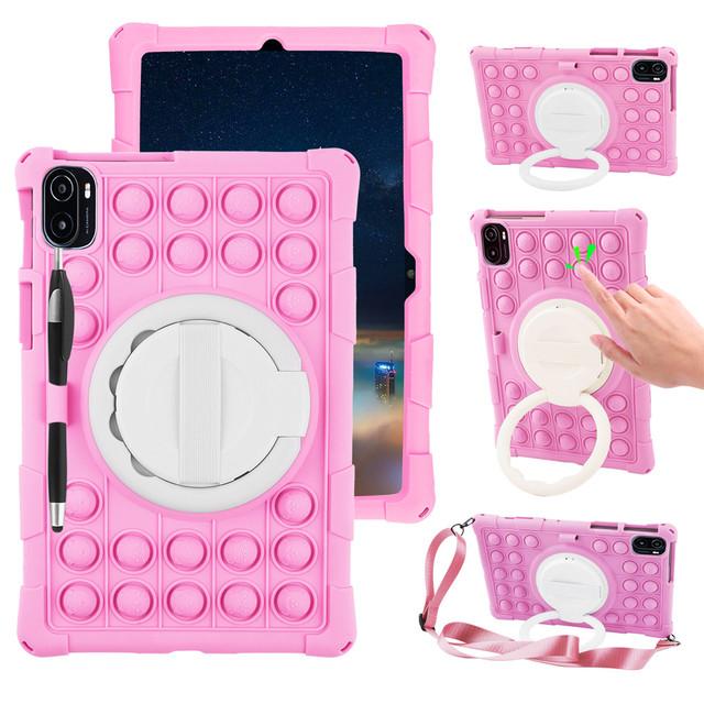 For Xiaomi Mi Pad 5 6 Pro Case Soft Bubble Silicon Kids Handle Cover For MiPad 5 Pro 2021 11 Inch Tablet Stand Case Shoulder Strap