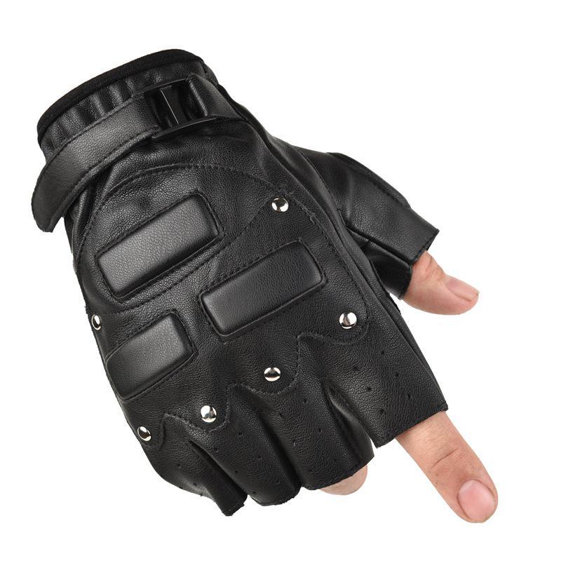 Unisex Waterproof PU Leather Fingerless Gloves for Cycling, Motorcycle & Mountaineering