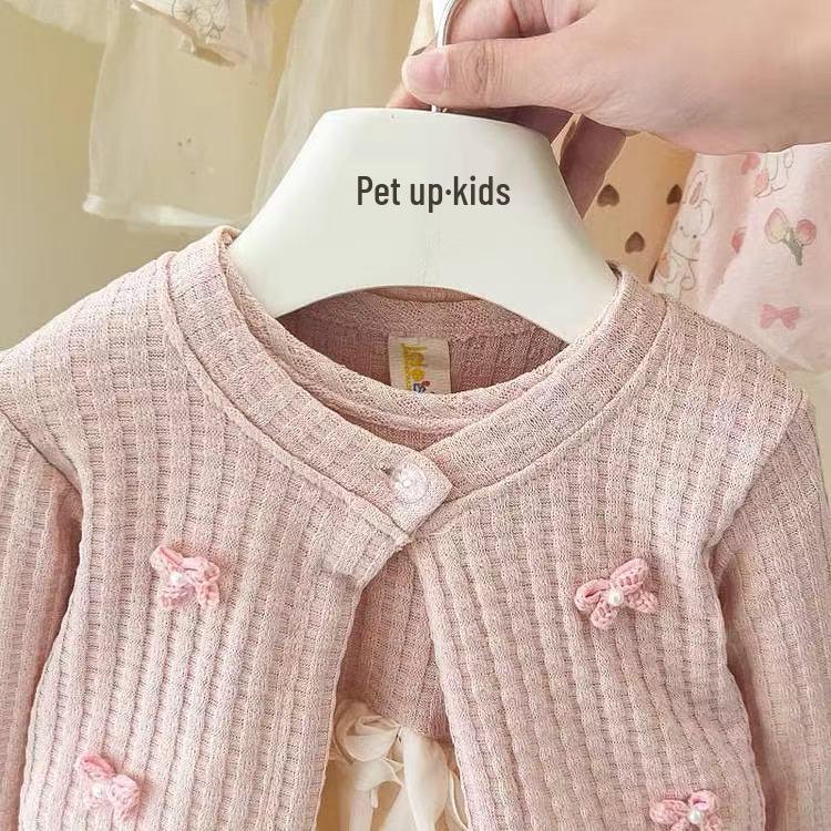 Korean Style Girls' Spring Cardigan & Romper Dress for One-Year-Old Princess