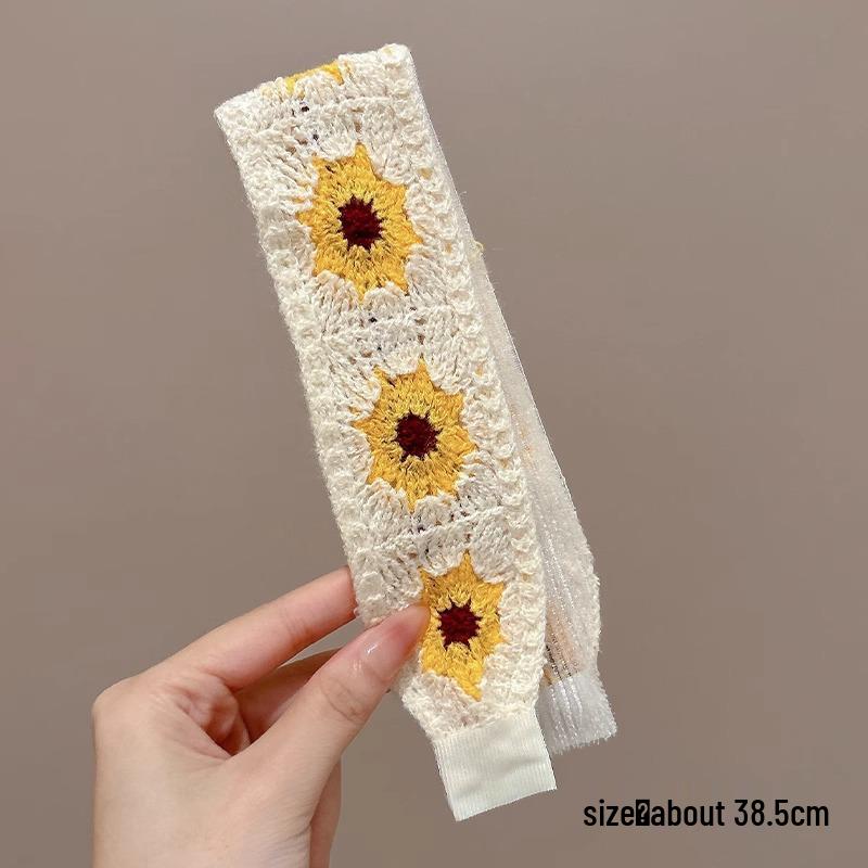 Francouzská květinová nemačkavá pletená čelenka pro ženy, kouzelná samolepka vlasový doplněk pro miminka a dospělé