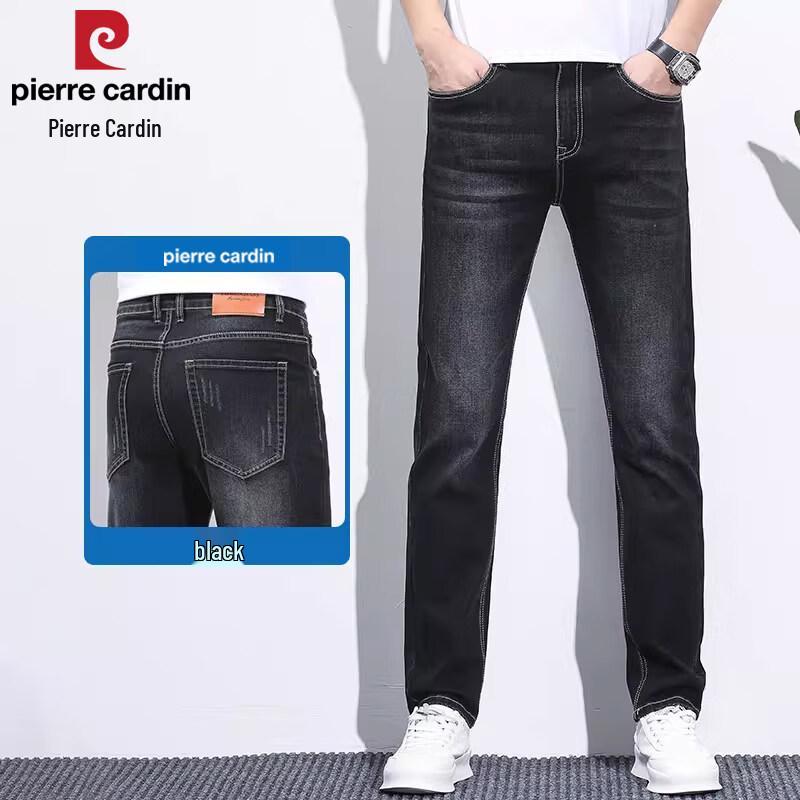 Мужские летние легкие прямые эластичные джинсы Pierre Cardin 32 чёрный