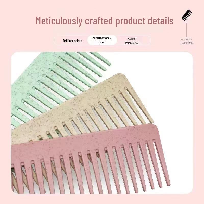 Weizenstroh Glattes Haar Massage Anti-Verhedderung Flach & Breit gezahnter Glättkamm