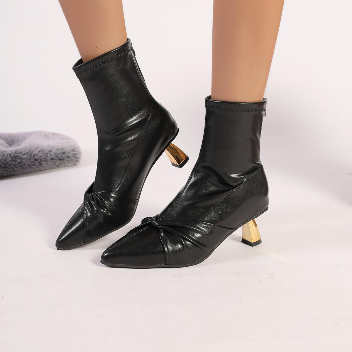 

Модные женские сапоги весна и осень остроносые ботильоны на тонком каблуке модные ретро платья высокие каблуки туфли для женщин Botas De Mujer 42 чёрный