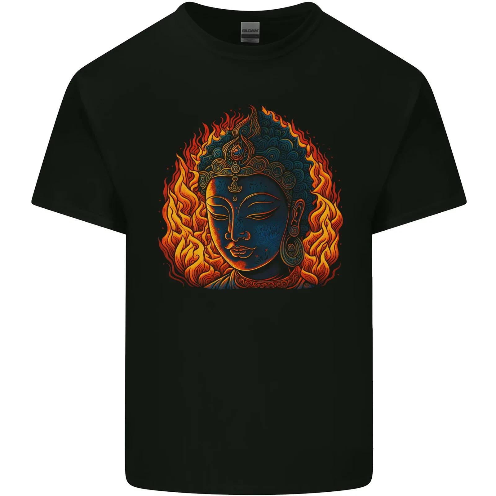 

A Buddha Statue With Flames Kids T-Shirt Childrens 4XL