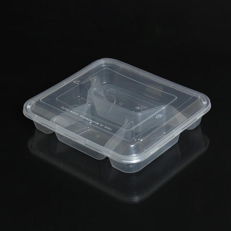 Disposable 4-Compartment Plastic Meal Prep Containers with Lids