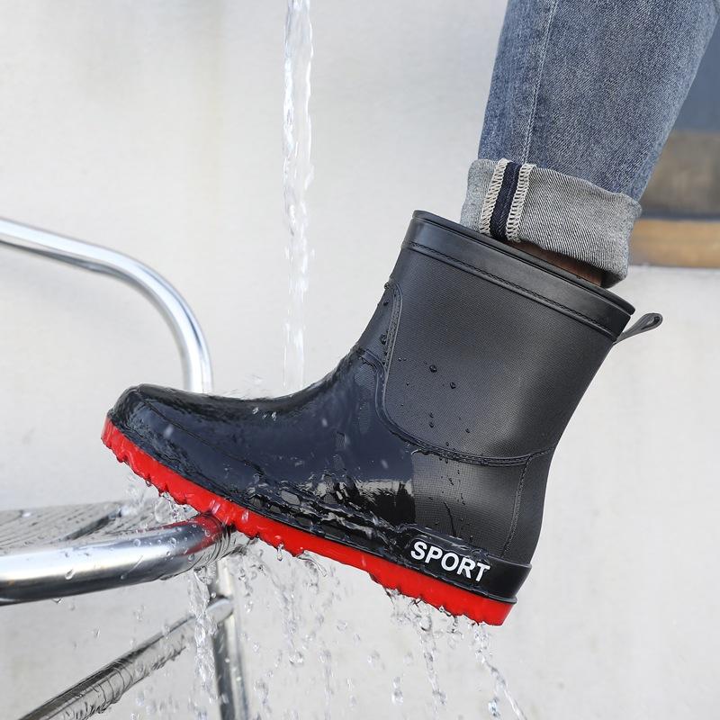 

Британские короткие дождевые ботинки мужские трендовые повседневные водонепроницаемые на плоской подошве с толстой подошвой дезодорирующие водные туфли с мягкой подошвой рабочие водонепроницаемые легкие туфли 44