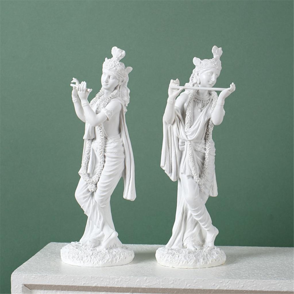 10Inch Krishna Statue Hindu God of Love Resins Sculpture Figurine Ornament for Home Temple Altar Desk Book Shelf Decors
