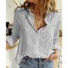 2023 European & American Women's Casual Loose Long Sleeve Cotton Linen Shirt - Solid Color