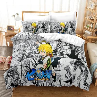 Ensemble de literie Les Sept Péchés Capitaux Simple Twin Complet Queen King Size Ensemble de lit Anime Chambre d'Adulte Garçon Ensembles de housse de couette Impression 3D