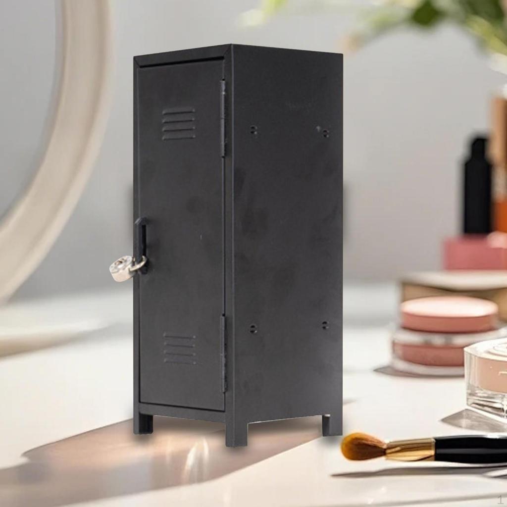 Compact Metal Cabinet Sturdy Design with Two Compartments And Lock Perfect for Collectibles
