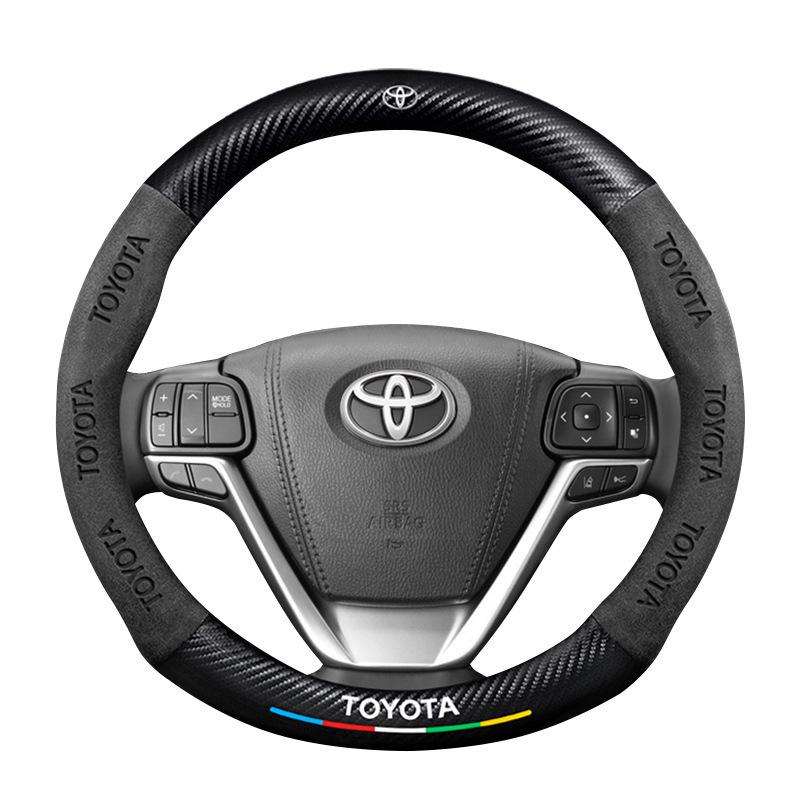 Originální kožená karbonová semišová krytka volantu pro Toyota Highlander (2009-2022)