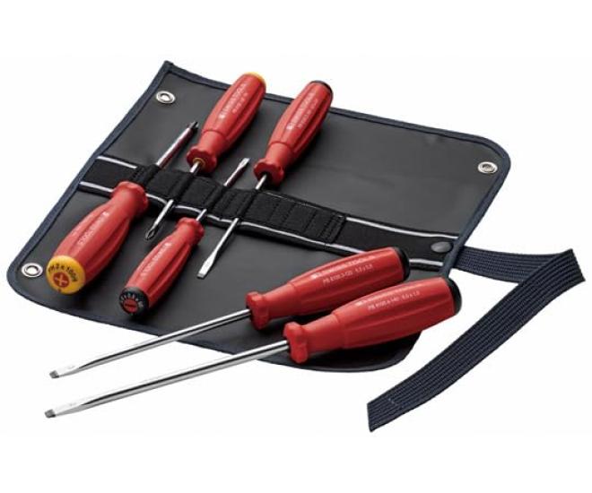 PB Swiss Tools SwissGrip Screwdriver Set and with Roll 6-Piece (Slotted Phillips) Case, 8560.SUGY