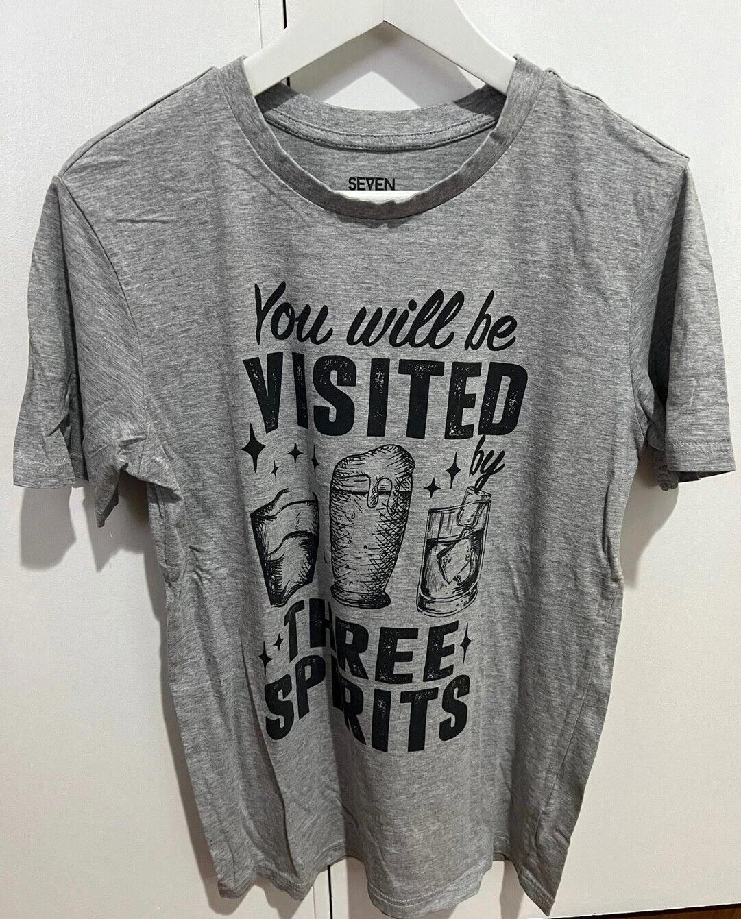 

Crew Neck Gray Beer You will be visited three Sprits Top T Shirt Unisex S NEW XL