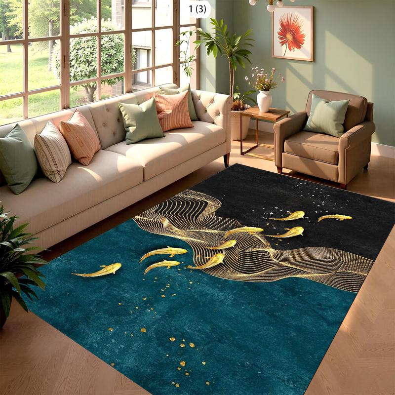 

Golden Fish Art Carpet Mat Rug Home Decoration Koi Pattern Floor Area Rug Living Room Bedroom Eastern Style Design 40x60cm