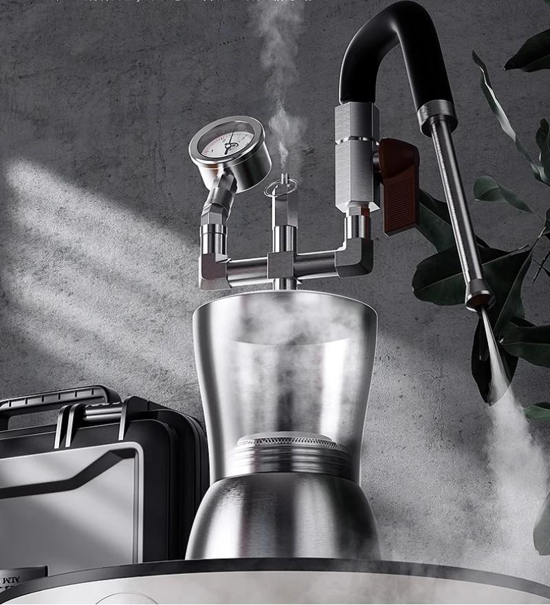 AK-74 Milk Frother With Water Vapor Separator Frothing Pitcher Stainless Steel Dry Steam Milk Steamer