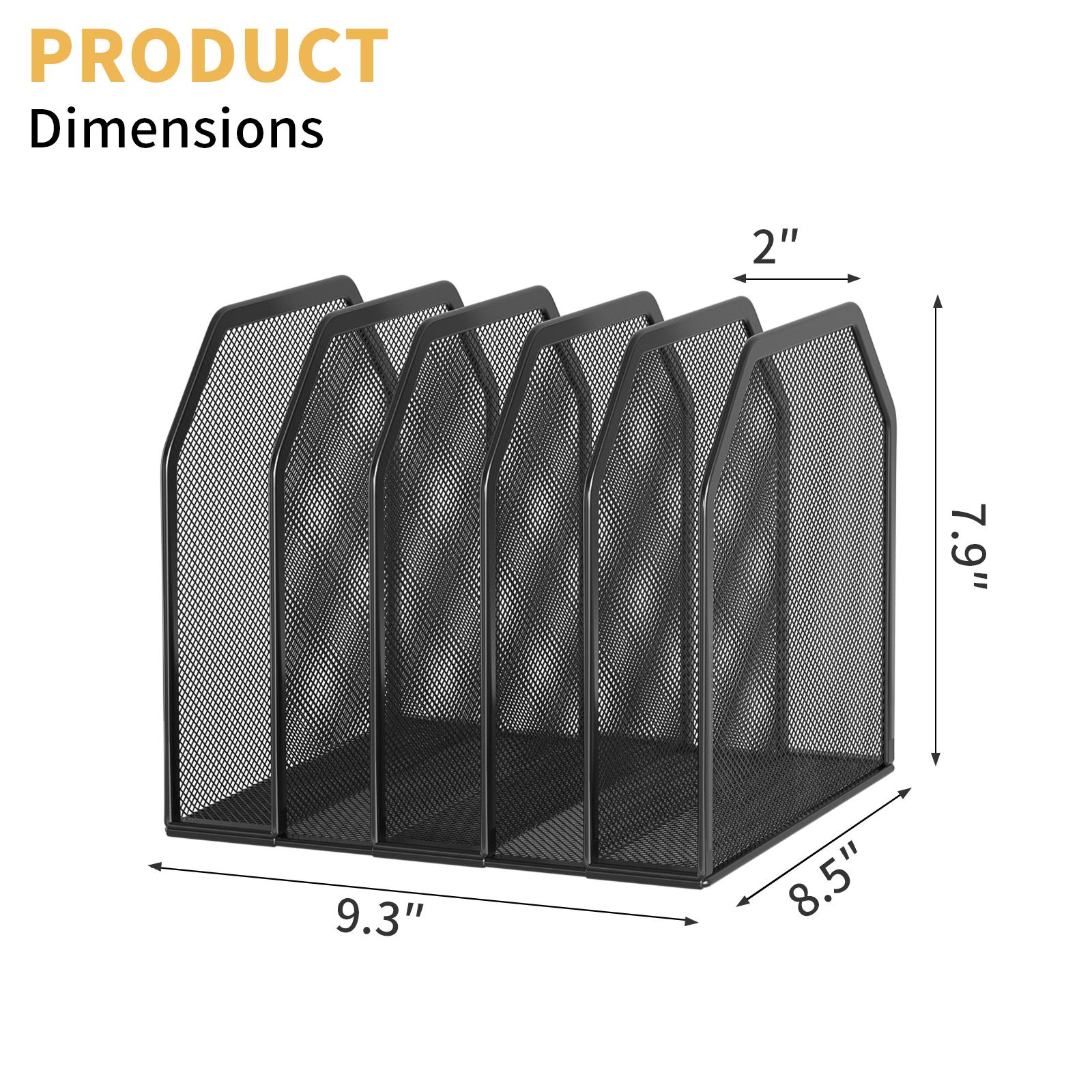 Desk File Organizer 5 Sections Upright Mesh Desktop Organizer File Sorter Office Organization File Holder for Home Office 3830₽
