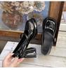 Black French small fragrant style thick heel high heels women's 2025 new summer retro versatile Mary Jane small leather shoes
