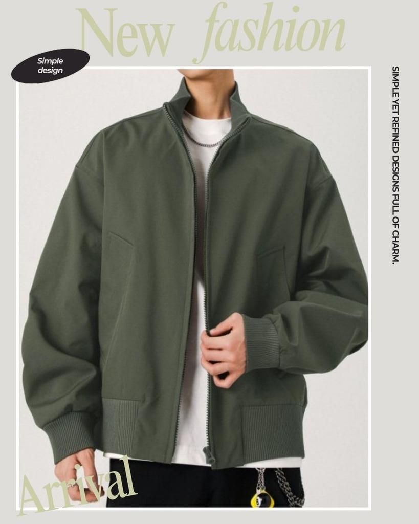 Poperdision Easy Motorcycle Lightweight Business Solid Large Army Men's Jacket, Autumn/Spring, Windbreaker, Jacket, Blouson, Outerwear, Windproof,